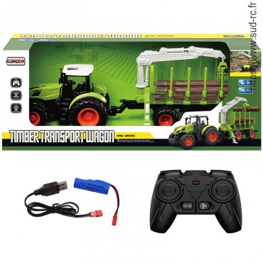 Tracteur & Remorque à grumes et grappin RC 2.4GHz Korody 6648